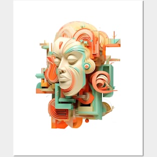 Abstract Geometric 3D Head Posters and Art